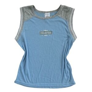 Vtg Champion Y2K baby Blue Athletic Tank Top Sleeveless Shirt Womens Medium